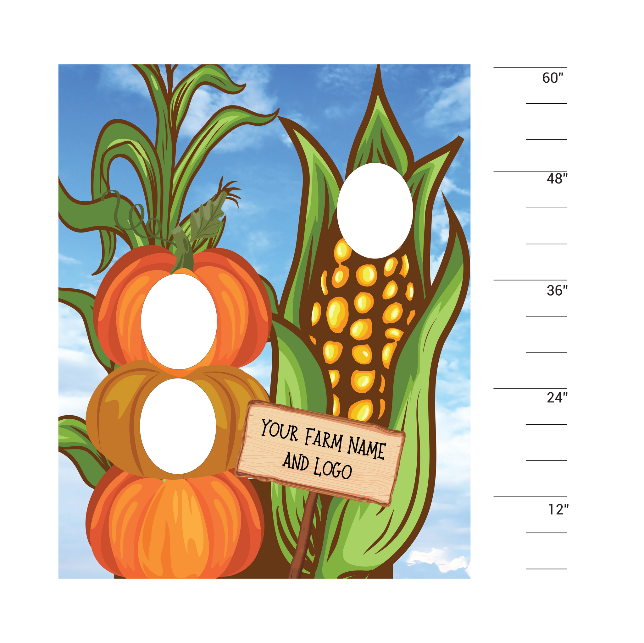 Pumpkin and Corn face cutout dimensions