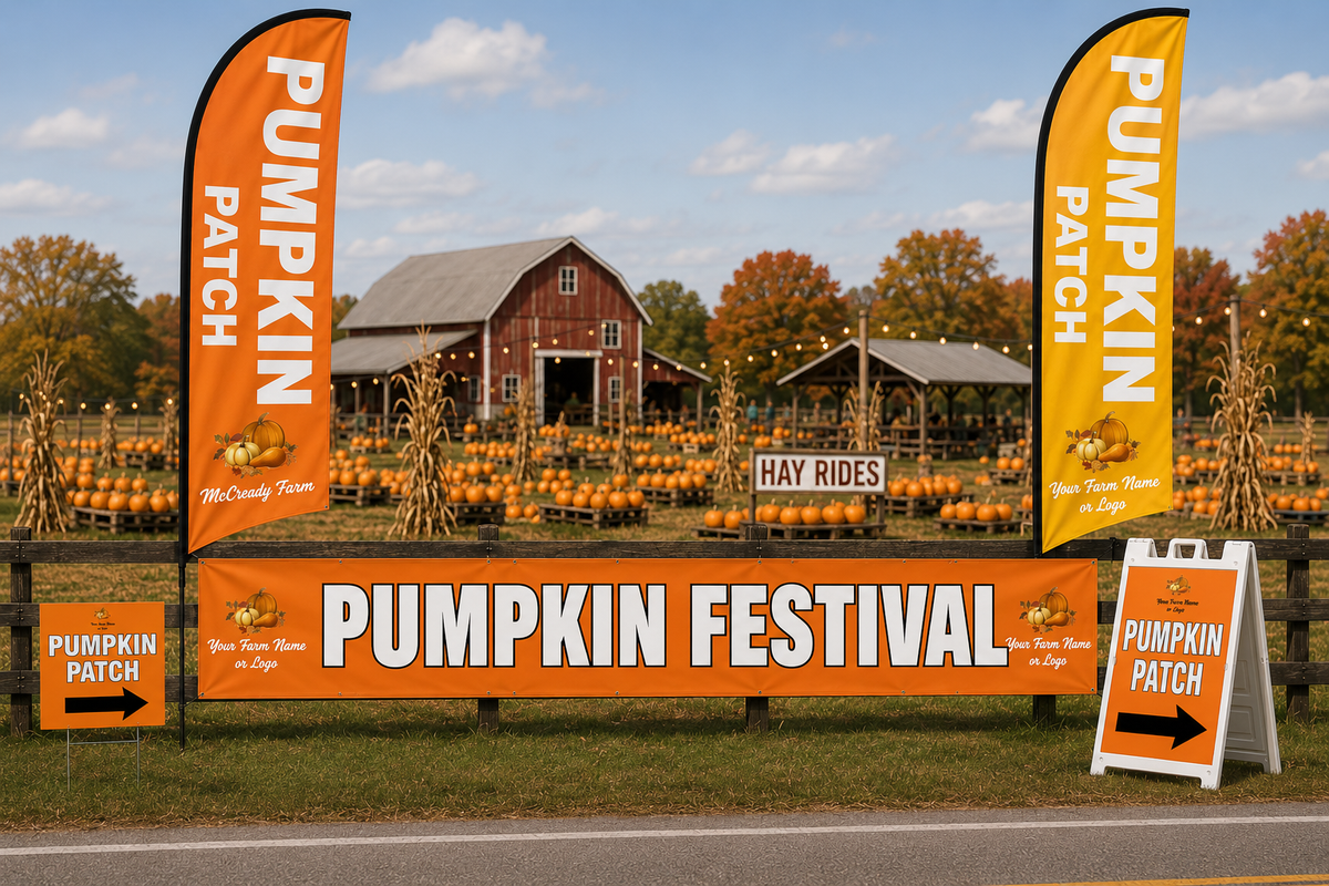 Roadside visibility package A - orange and gold motif - pumpkin patch