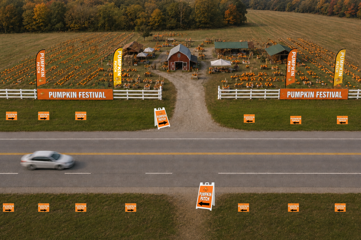 Roadside visibility package B -orange and gold motif - pumpkin patch